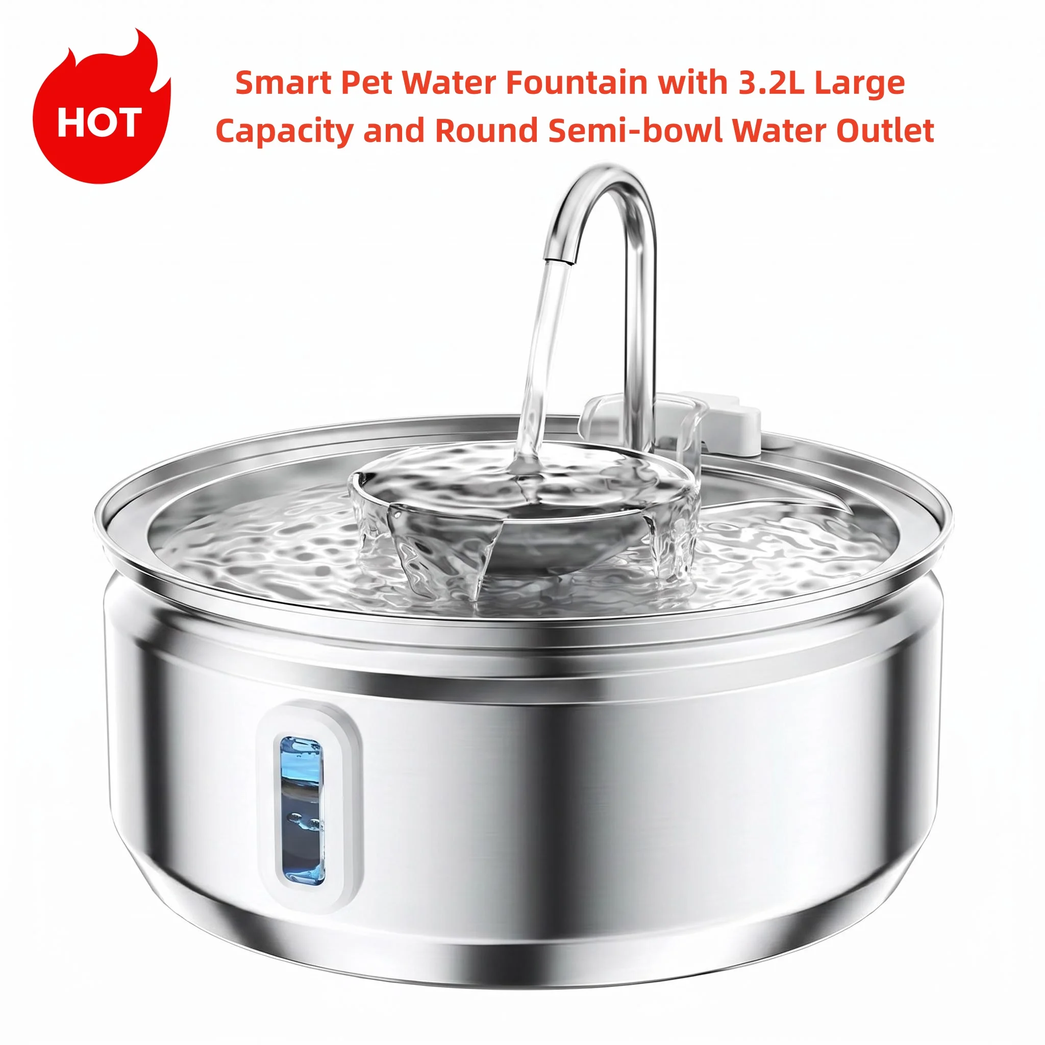 3.2L round semi-bowl outlet design smart pet water fountain, automatic circulating flow, large-capacity feeder for cats and dogs
3.2L round semi-bowl outlet design smart pet water fountain, automatic circulating flow, large-capacity feeder for cats and dogs