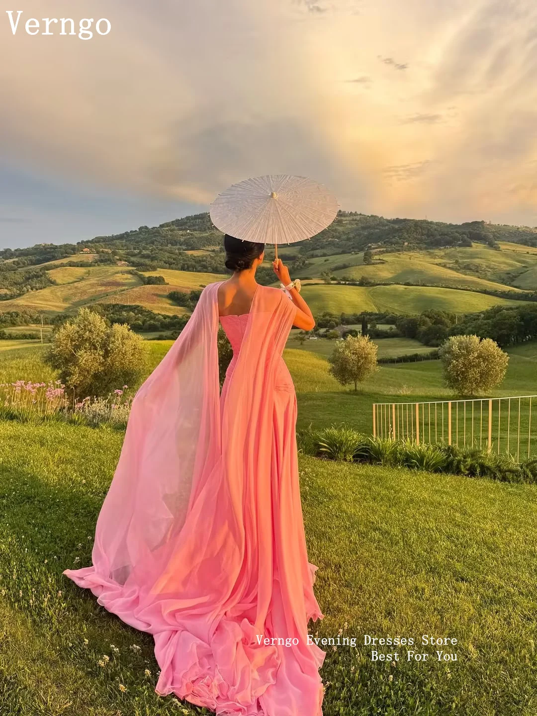 Verngo Luxury Pink Chiffon Evening Dress Elegant Strapless Mermaid Prom Dress Flowing Hand-pleated Silk Party Dress Customized
Verngo Luxury Pink Chiffon Evening Dress Elegant Strapless Mermaid Prom Dress Flowing Hand-pleated Silk Party Dress Customized