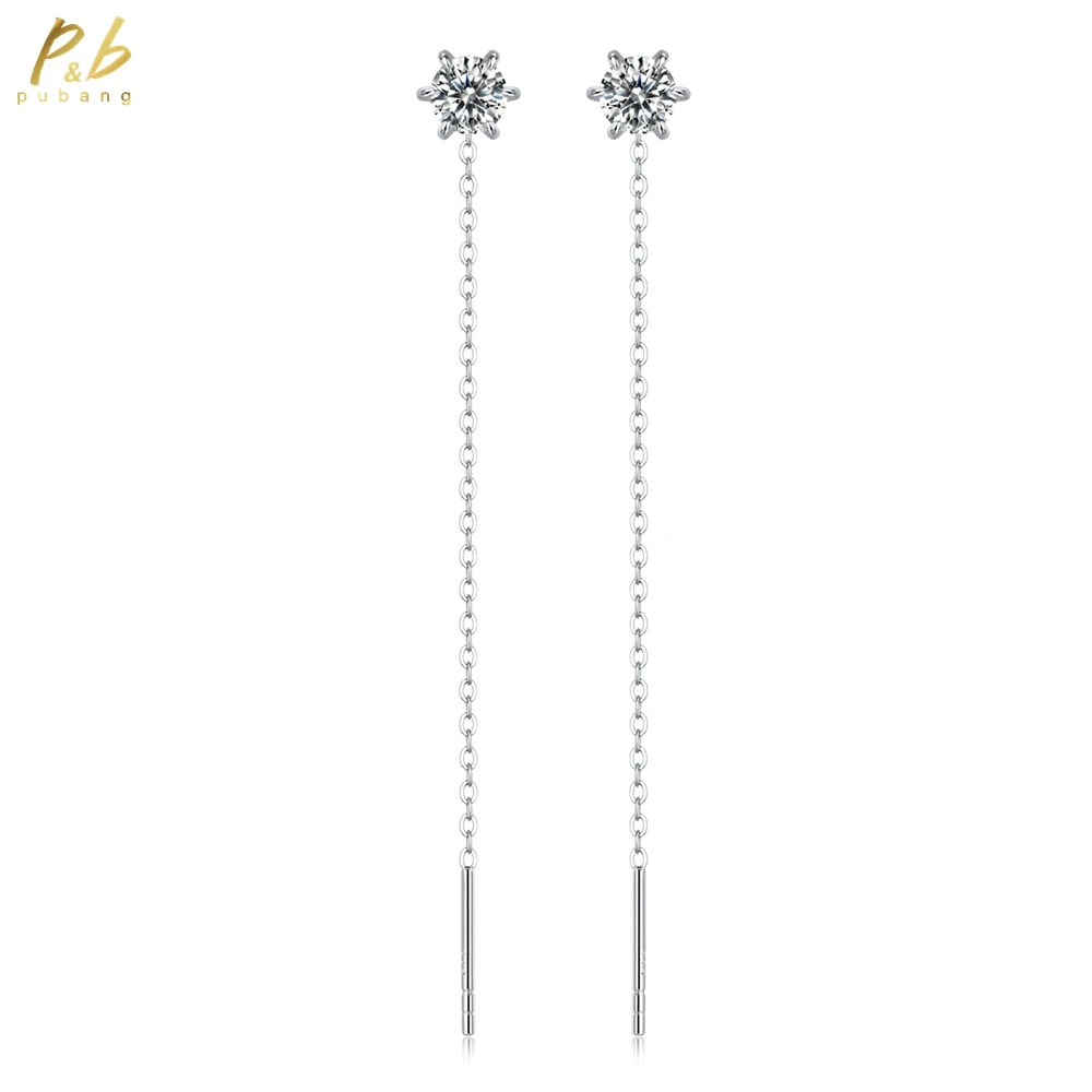 PuBang Fine Jewelry Real 925 Sterling Silver 3EX VVS1 D Color Round Cut 5 MM Moissanite Diamonds Tassel Drop Earrings Wholesale
PuBang Fine Jewelry Real 925 Sterling Silver 3EX VVS1 D Color Round Cut 5 MM Moissanite Diamonds Tassel Drop Earrings Wholesale