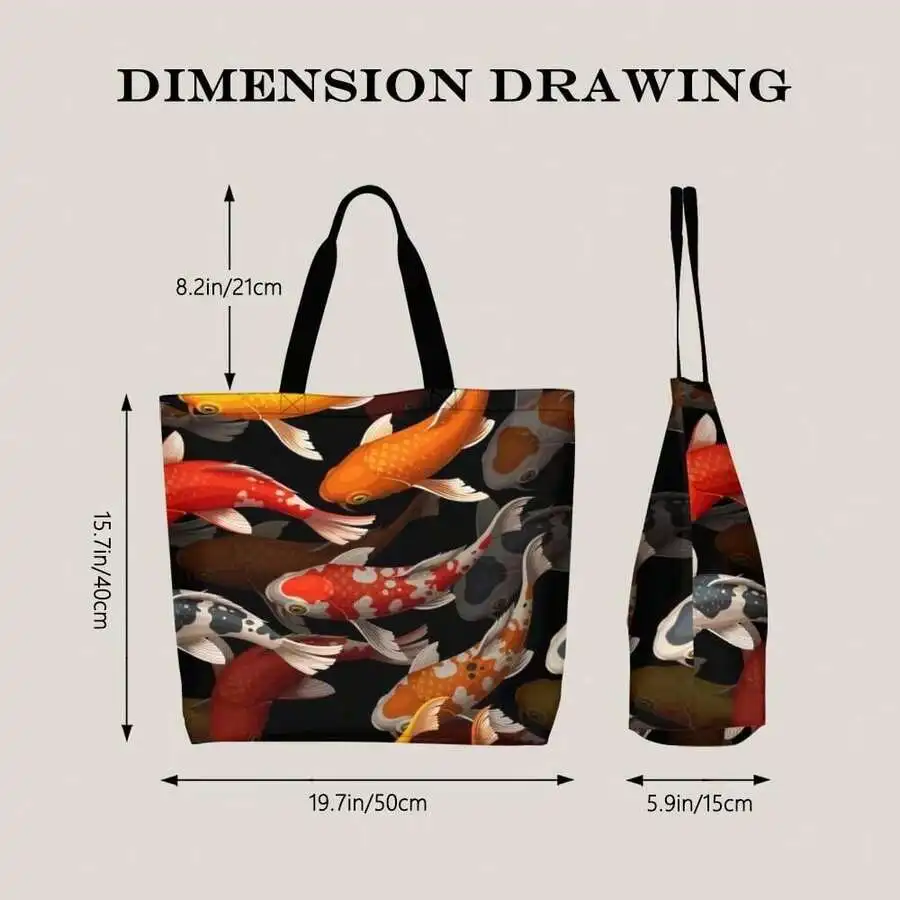 Koi Fish Tote Bag Japanese Style Casual Print Shopping Bag For Women Men
Koi Fish Tote Bag Japanese Style Casual Print Shopping Bag For Women Men
