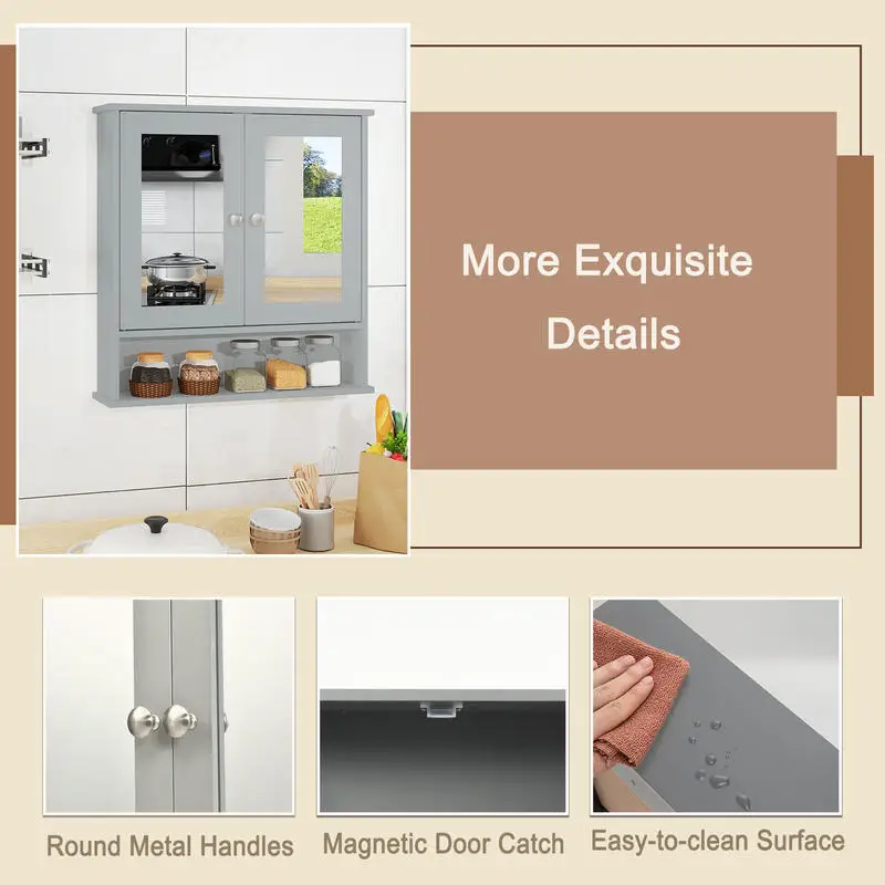 Bathroom Wall Mount Mirror Cabinet Organizer-Gray
Bathroom Wall Mount Mirror Cabinet Organizer-Gray