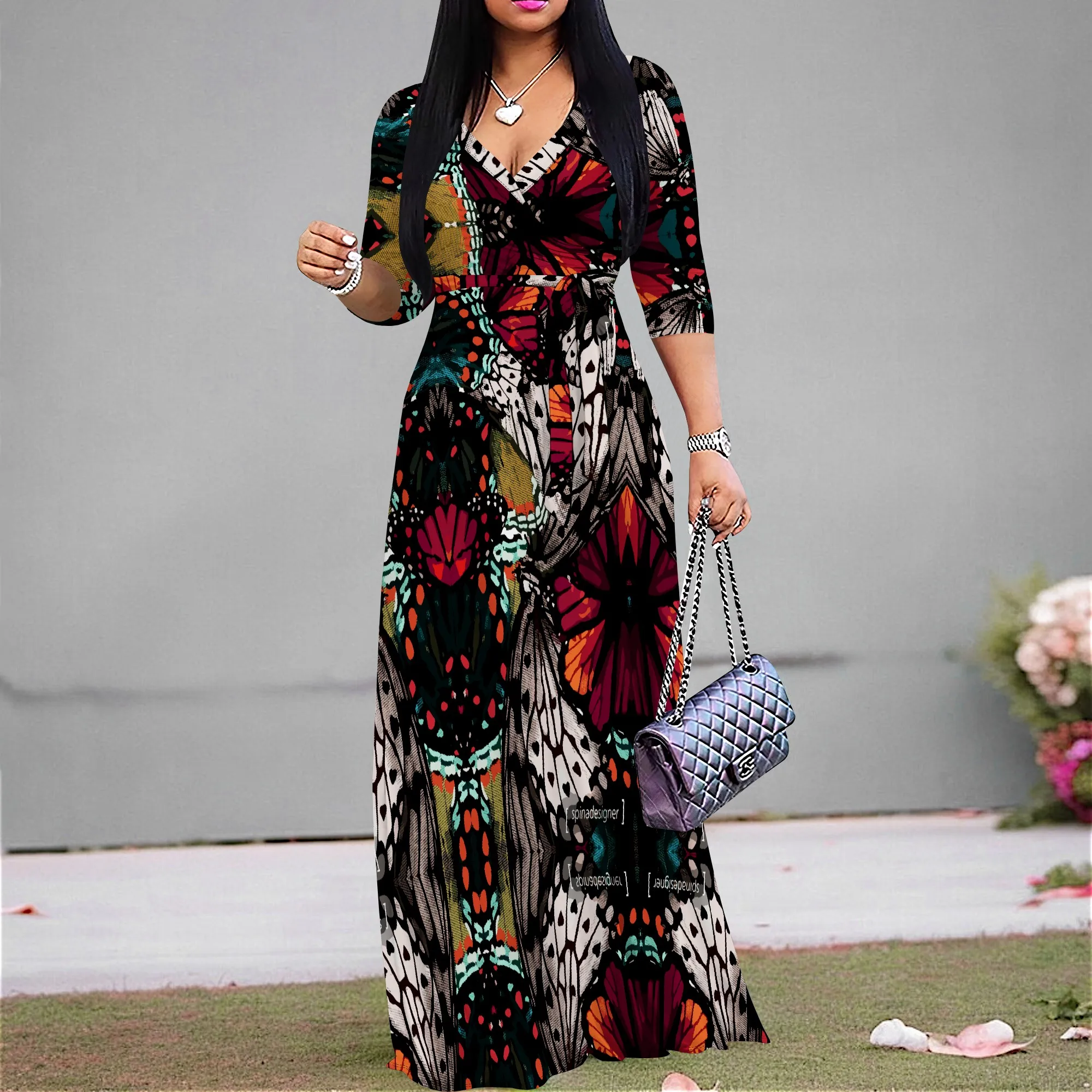 Casual Printed Maxi Dress Women Hawaii Vacation V Neck 3/4 Sleeve Loose Fit Long Dress
Casual Printed Maxi Dress Women Hawaii Vacation V Neck 3/4 Sleeve Loose Fit Long Dress