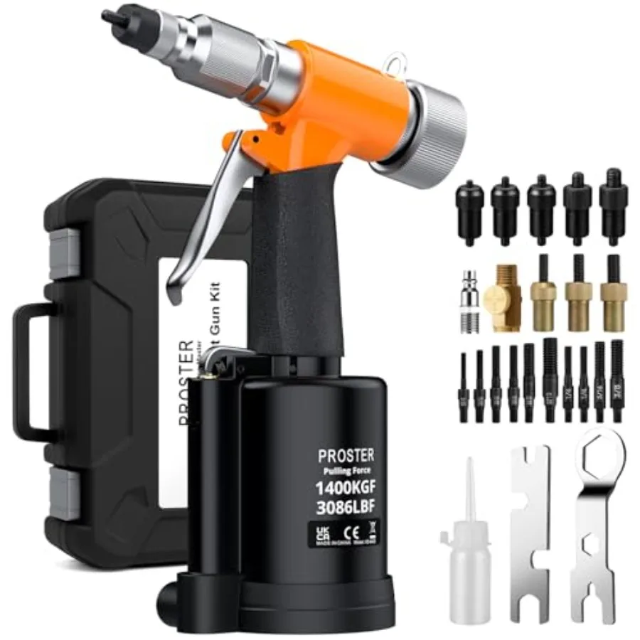 Pneumatic Hydraulic Rivet Nut Set - 3086LBF Heavy-Duty Riveters Setting Kit for M4 M5 M6 M8 M10 1/4" 5/16" 3/8" Nuts with Stora
Pneumatic Hydraulic Rivet Nut Set - 3086LBF Heavy-Duty Riveters Setting Kit for M4 M5 M6 M8 M10 1/4" 5/16" 3/8" Nuts with Stora