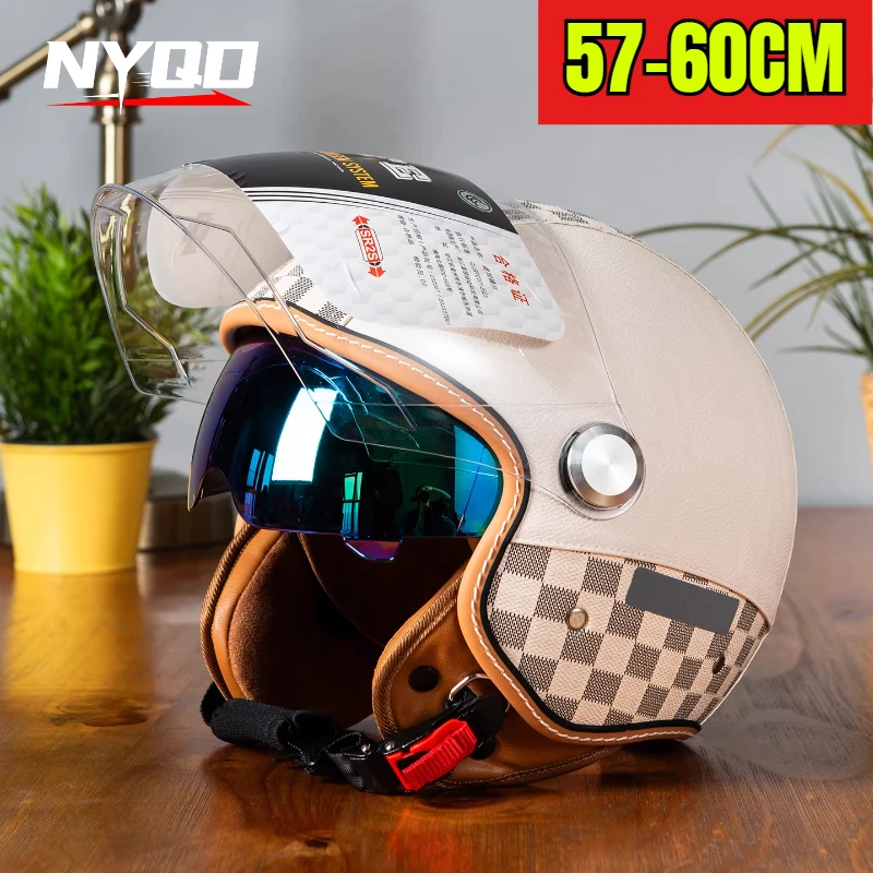 Double Striation Original Motorcycle Helmet Leather Men Open Face Helmet Daul Lens DOT ECE Approved Moto Biker Motorcyclist
Double Striation Original Motorcycle Helmet Leather Men Open Face Helmet Daul Lens DOT ECE Approved Moto Biker Motorcyclist