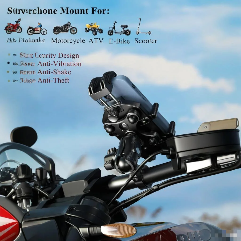 Anti-Theft Motorcycle Phone Mount with Vibration Dampener & High-Speed Secure Lock, Adjustable Handlebar Cellphone Cradle for Bi
Anti-Theft Motorcycle Phone Mount with Vibration Dampener & High-Speed Secure Lock, Adjustable Handlebar Cellphone Cradle for Bi