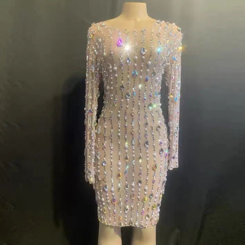 New Women Sexy Long Sleeve See Through Crystal Diamonds Maxi Dress Birthday Party Costume Bar Skin Singer Stage Costume
New Women Sexy Long Sleeve See Through Crystal Diamonds Maxi Dress Birthday Party Costume Bar Skin Singer Stage Costume