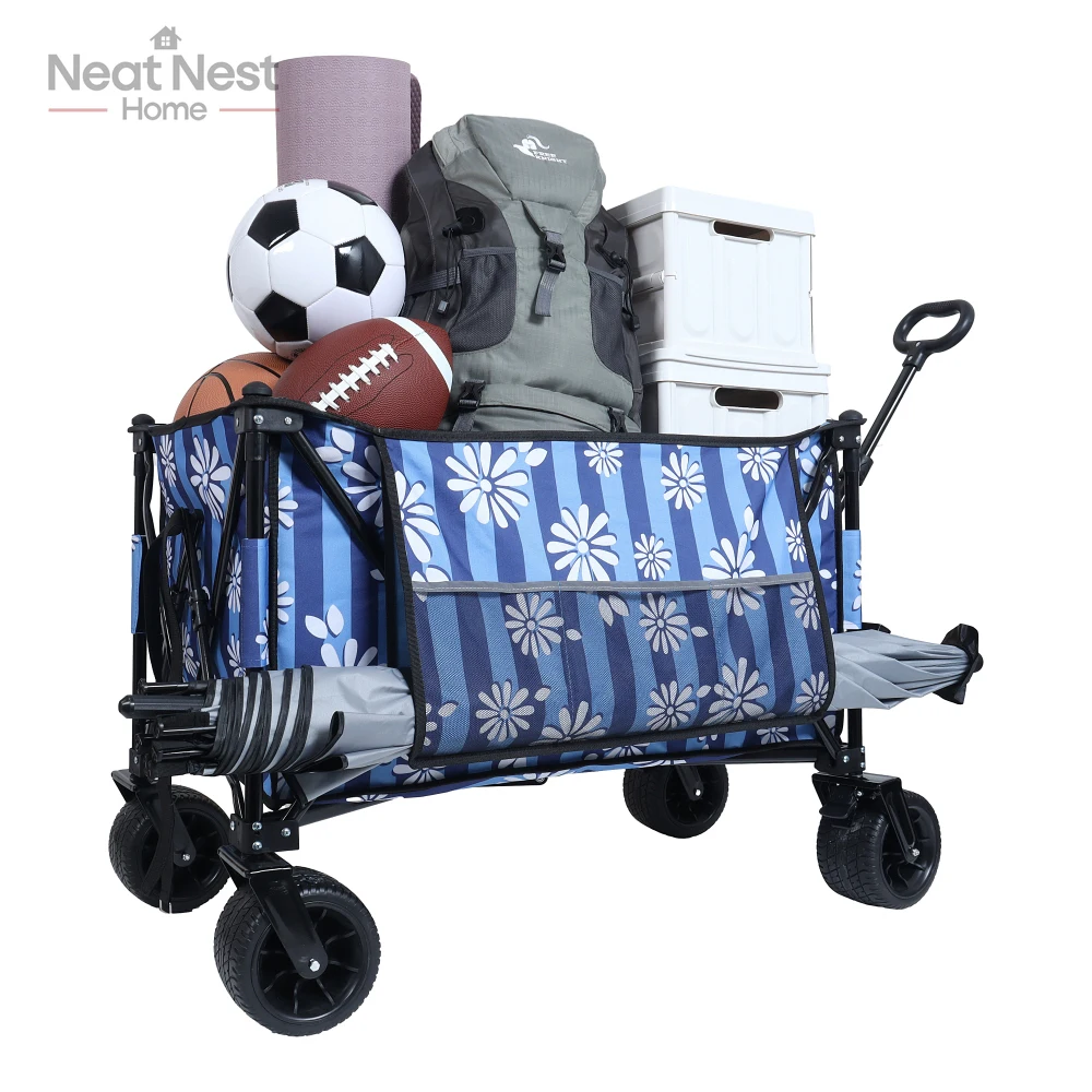 Collapsible Foldable Extended Wagon, Folding Utility Garden Cart with All-Terrain Beach Wheels & Holders,Side Pocket and Brakes
Collapsible Foldable Extended Wagon, Folding Utility Garden Cart with All-Terrain Beach Wheels & Holders,Side Pocket and Brakes