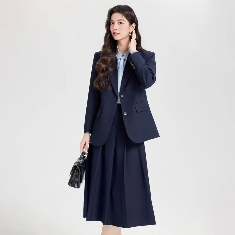 Elegant women's suit set for spring and autumn, professional formal wear for commuting, stylish two-piece suit with blazer and s
Elegant women's suit set for spring and autumn, professional formal wear for commuting, stylish two-piece suit with blazer and s