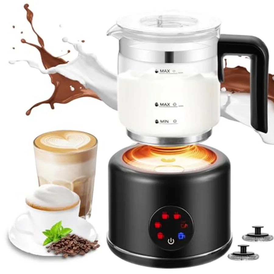 Milk Frother and Steamer for Coffee, Latte, Cappuccino, Hot Chocolate 17oz Stainless Steel Black 6-in-1 Electric Frother with T
Milk Frother and Steamer for Coffee, Latte, Cappuccino, Hot Chocolate 17oz Stainless Steel Black 6-in-1 Electric Frother with T