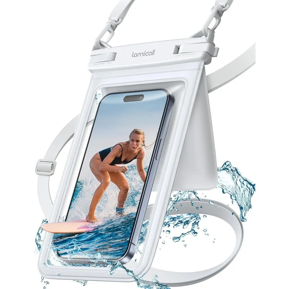 Waterproof Pouch with Lanyard - IPX8 Rated Case for Beach and Cruise, Compatible with 16/14/13 Pro Max, 25/24/23, 4-7.5 Devices,
Waterproof Pouch with Lanyard - IPX8 Rated Case for Beach and Cruise, Compatible with 16/14/13 Pro Max, 25/24/23, 4-7.5 Devices,