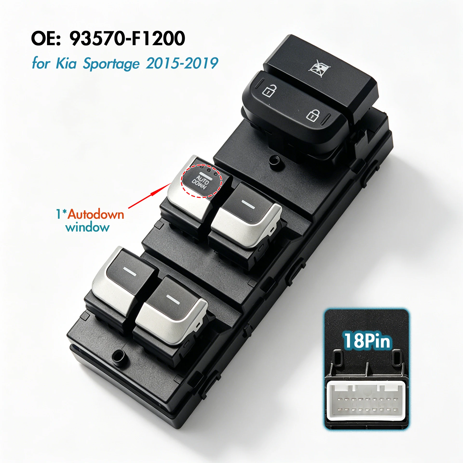 93570-F1200 For Kia Sportage 2015-2019,Front Left Electric Master Power Window Switch Glass Lifter Control Regulator Button
93570-F1200 For Kia Sportage 2015-2019,Front Left Electric Master Power Window Switch Glass Lifter Control Regulator Button