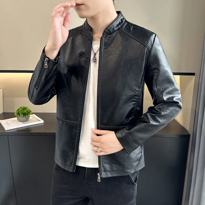 Мужская куртка из искусственной кожи с воротником-стойкой в стиле ретро, свободная посадка, модная осенняя Новое поступление, верхняя одежда, повседневная молодежная одежда на молнии...
Мужская куртка из искусственной кожи с воротником-стойкой в стиле ретро, свободная посадка, модная осенняя Новое поступление, верхняя одежда, повседневная молодежная одежда на молнии...