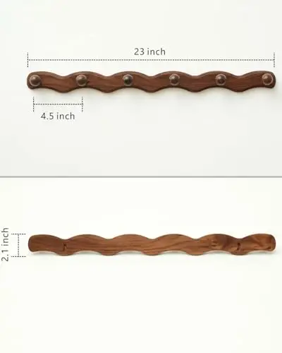 Walnut Wood Wave Design Wall-Mounted Coat Rack With Six Hooks For Jackets, Hats, Towels And Bags
Walnut Wood Wave Design Wall-Mounted Coat Rack With Six Hooks For Jackets, Hats, Towels And Bags