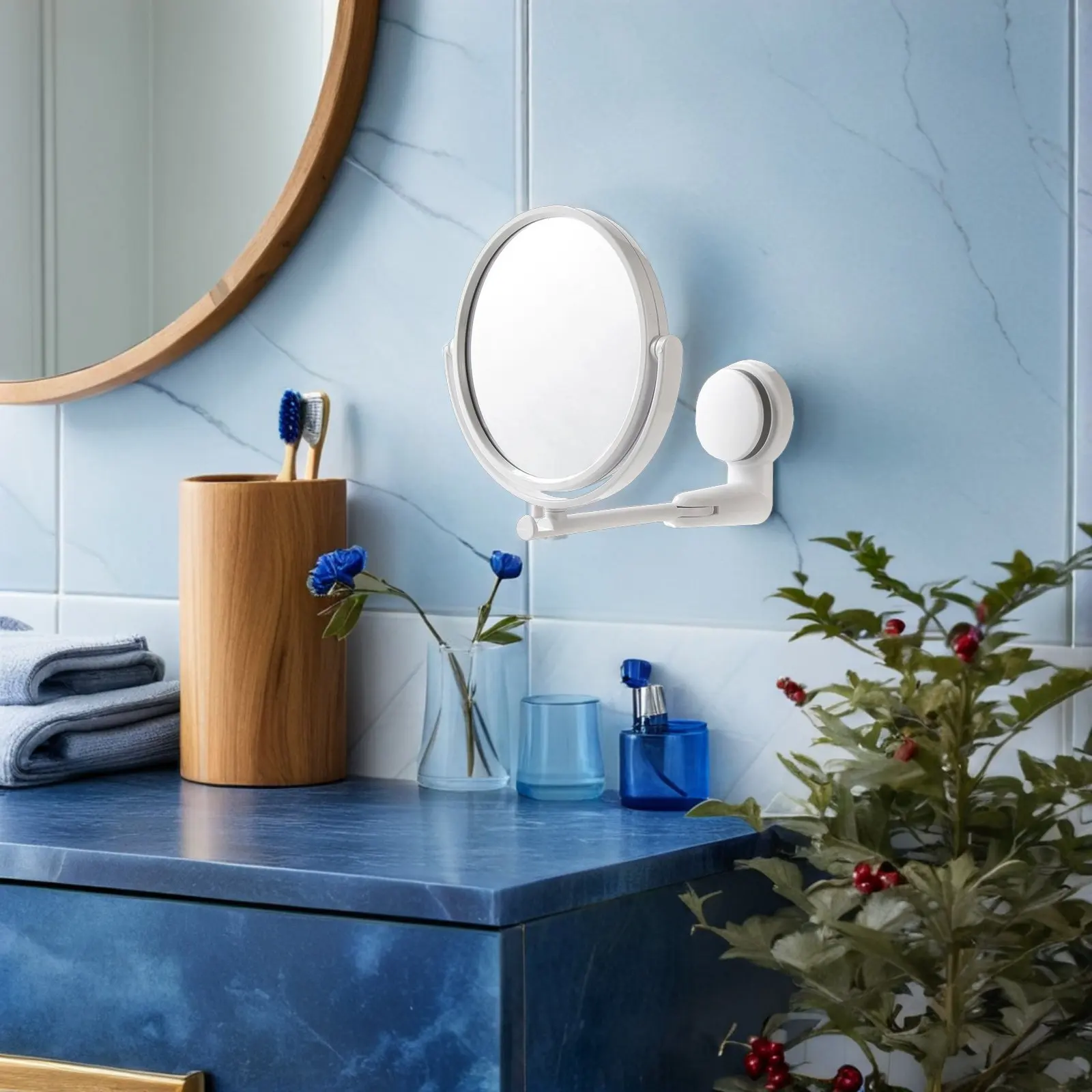 Suction Cup Wall-Mounted Makeup Mirror Clear Hd Surface Adjustable Angle Decorative Bathroom Vanity Mirror Modern Style
Suction Cup Wall-Mounted Makeup Mirror Clear Hd Surface Adjustable Angle Decorative Bathroom Vanity Mirror Modern Style