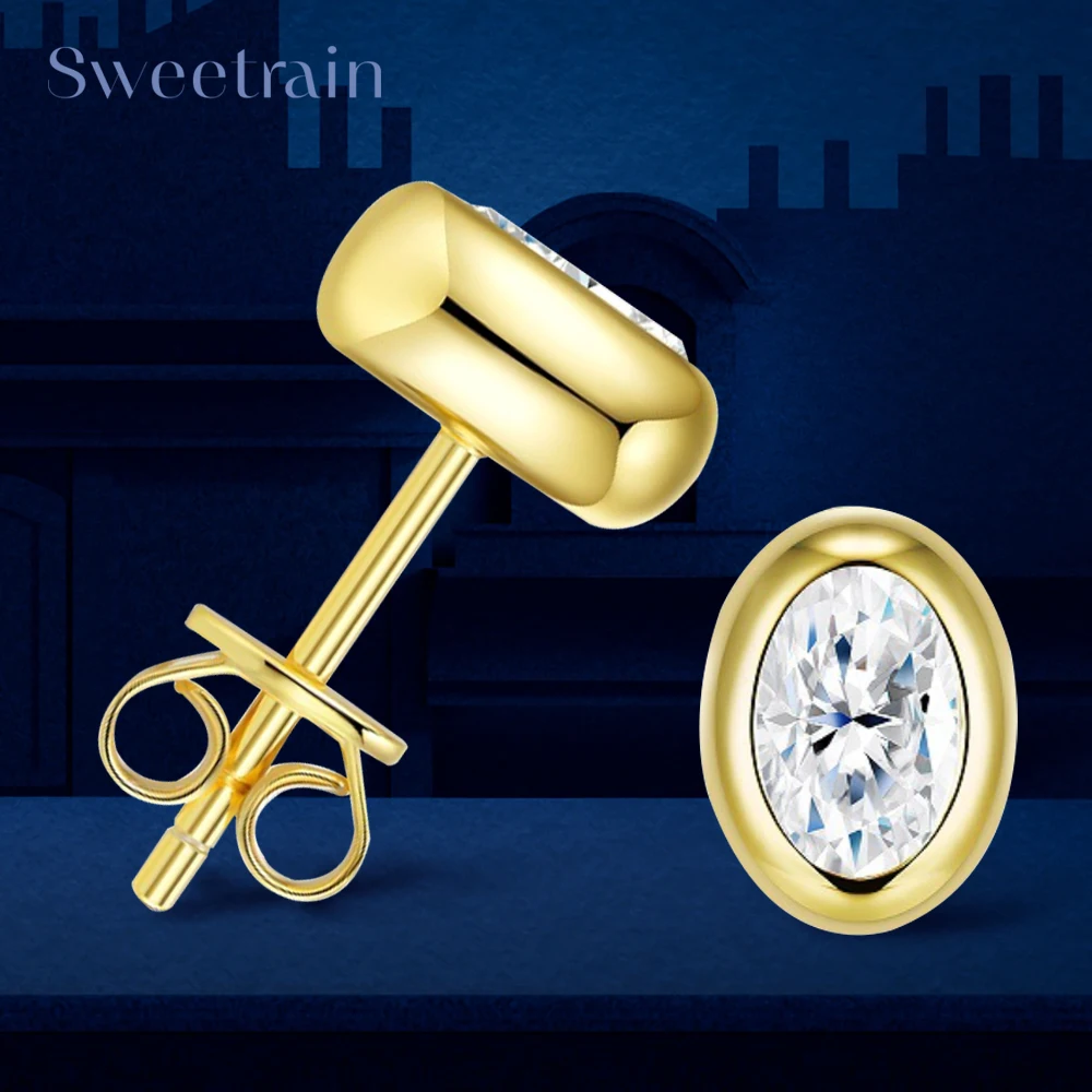 Sweetrain 0.5CT Bezel Set Oval Cut Moissanite Stud Earrings for Women 925 Sterling Silver Plated 18k Diamond Ear Studs with GRA
Sweetrain 0.5CT Bezel Set Oval Cut Moissanite Stud Earrings for Women 925 Sterling Silver Plated 18k Diamond Ear Studs with GRA