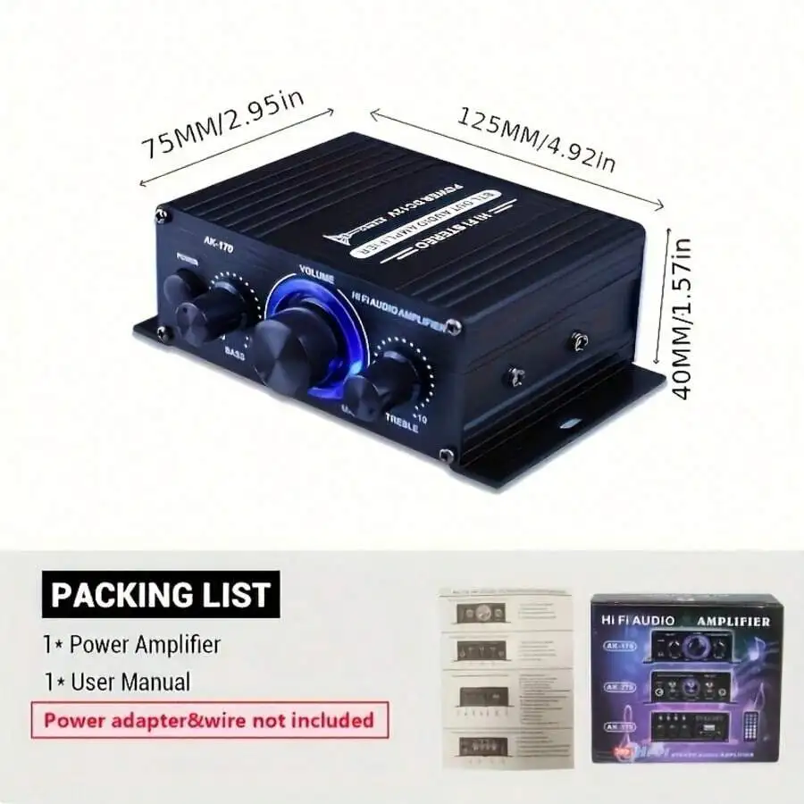 Mini Car Audio Amplifier 12V 20W For Car Motorcycle Computer MP3 Player Household Use Black With Blue Light
Mini Car Audio Amplifier 12V 20W For Car Motorcycle Computer MP3 Player Household Use Black With Blue Light