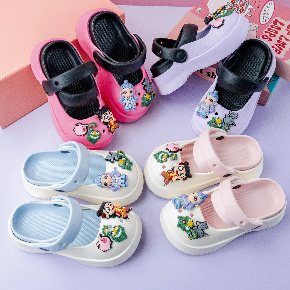New Cartoon Nezha Magic Beast Girls' Clogs for Outdoor Fashion Wear, Non-Slip Height-Increasing Closed-Toe Shoes 600
New Cartoon Nezha Magic Beast Girls' Clogs for Outdoor Fashion Wear, Non-Slip Height-Increasing Closed-Toe Shoes 600