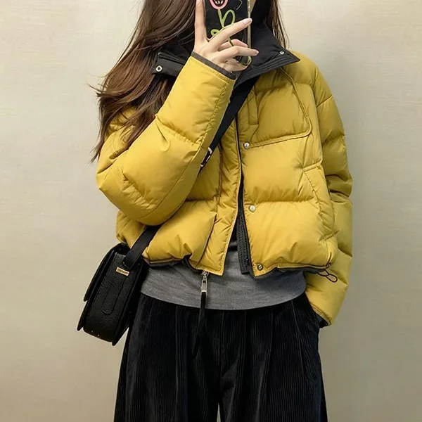 Korean Style Yellow Short Cotton For Women 2026 Winter New Versatile Color-Block Stand Collar Puffer Jacket Warm Coat
Korean Style Yellow Short Cotton For Women 2026 Winter New Versatile Color-Block Stand Collar Puffer Jacket Warm Coat