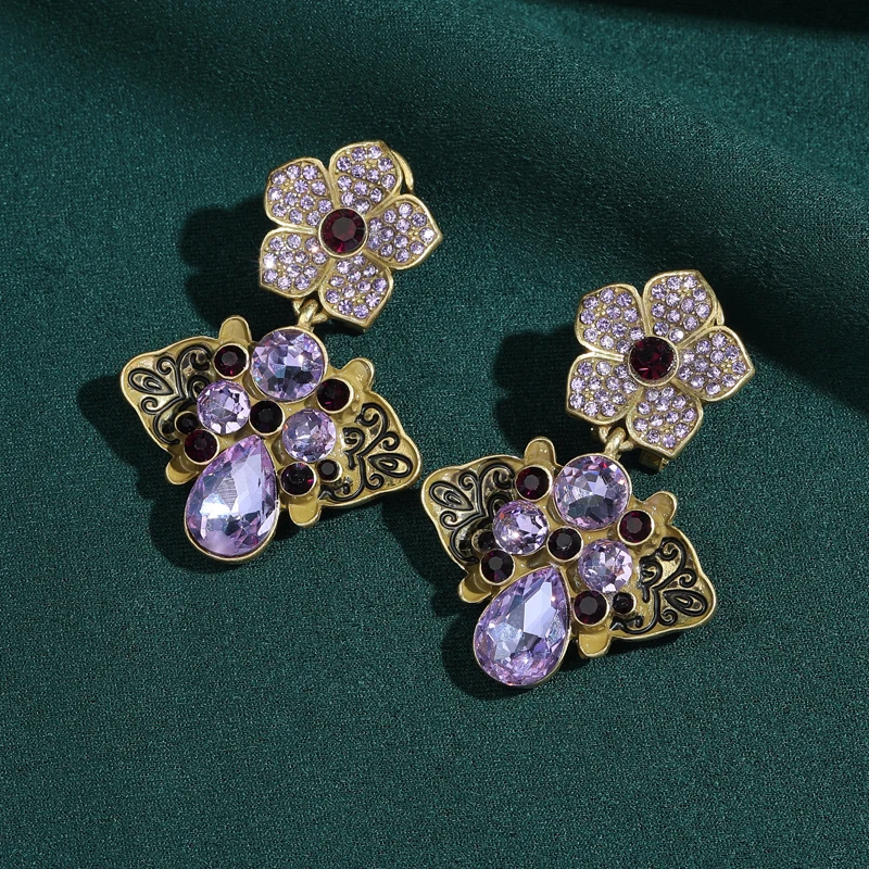Vintage Purple Crystal Flower Earrings Drop Butterfly Shape Rhinestone Designer High Quality For Girls Retro Birthday Gifts 2026
Vintage Purple Crystal Flower Earrings Drop Butterfly Shape Rhinestone Designer High Quality For Girls Retro Birthday Gifts 2026