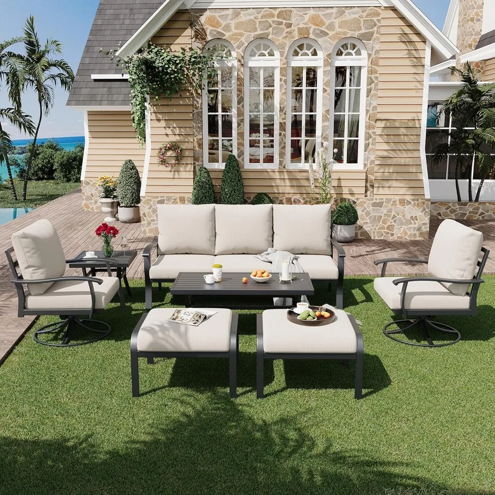 Patio Furniture Sets 7 PCS Outdoor Metal Conversation Sets, 360 Degree Swivel Rocking Chairs Patio Conversation Set with Ottoma
Patio Furniture Sets 7 PCS Outdoor Metal Conversation Sets, 360 Degree Swivel Rocking Chairs Patio Conversation Set with Ottoma