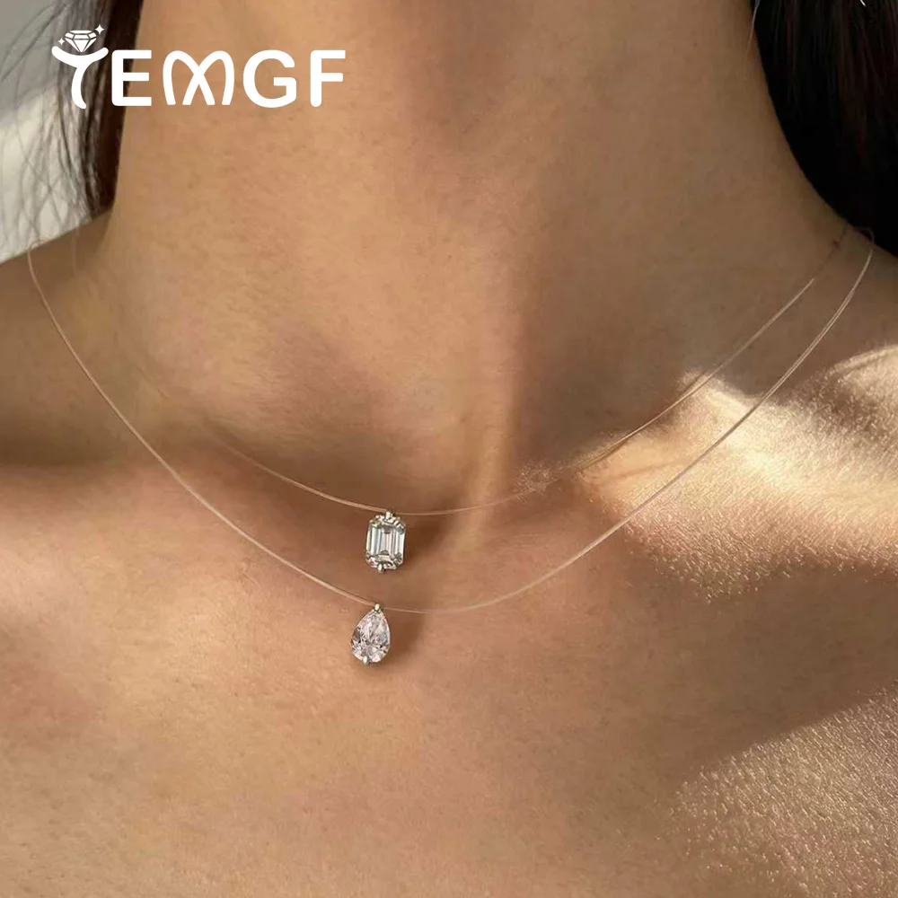 TEMGF 1Carat Moissanite Pendant Necklaces for Women Girls Invisible Transparent Fishing Line 925 Sterling Silver Jewelry Gifts
TEMGF 1Carat Moissanite Pendant Necklaces for Women Girls Invisible Transparent Fishing Line 925 Sterling Silver Jewelry Gifts