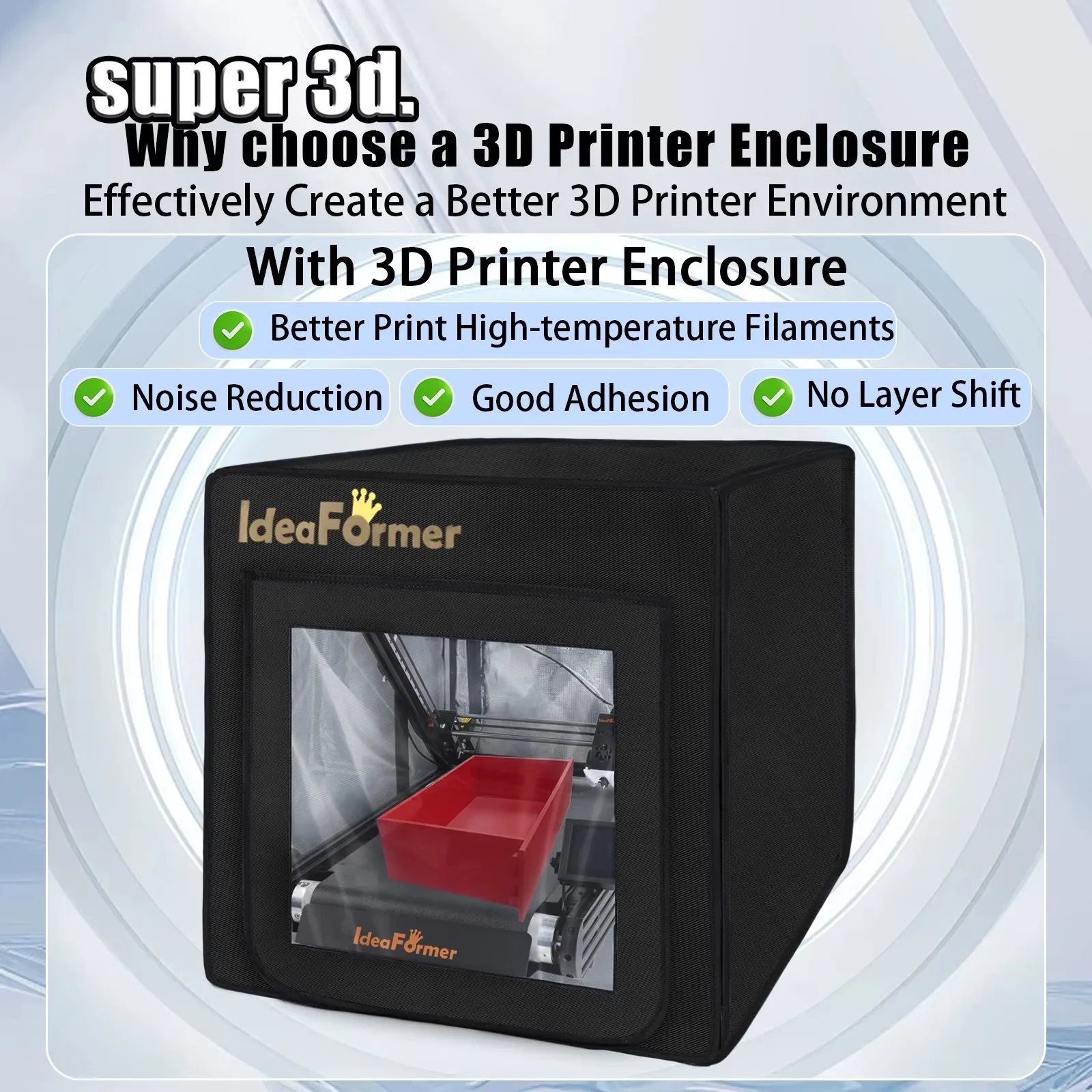 550mm*710mm*575mm IdeaFormer 3D Printer Enclosure Upgrade Good Insulation Effect Fire Retardant Easy To Install 3D Printer Parts
550mm*710mm*575mm IdeaFormer 3D Printer Enclosure Upgrade Good Insulation Effect Fire Retardant Easy To Install 3D Printer Parts