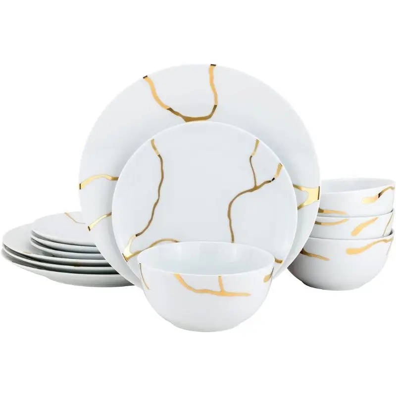12pcs. Dining Dish Set Fine China Tableware Plate Accents - Service 4
12pcs. Dining Dish Set Fine China Tableware Plate Accents - Service 4