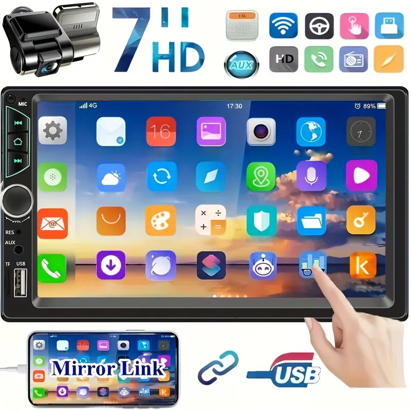 7 Inch HD Touchscreen Car Stereo 2 Din Car Video Player Support CarPlay Android Auto with Backup Camera Navigation Bluetooth FM
7 Inch HD Touchscreen Car Stereo 2 Din Car Video Player Support CarPlay Android Auto with Backup Camera Navigation Bluetooth FM