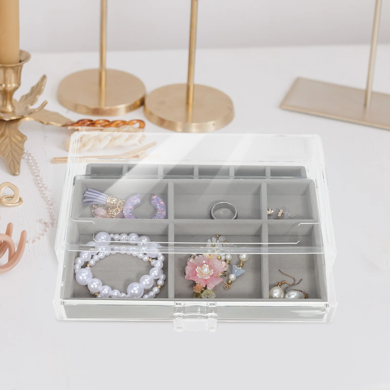 Jewelry Holder Organizer Box Storage Display Case Earring Ring Necklace Bracelet Drawer Organizer For Women Space-Saving
Jewelry Holder Organizer Box Storage Display Case Earring Ring Necklace Bracelet Drawer Organizer For Women Space-Saving