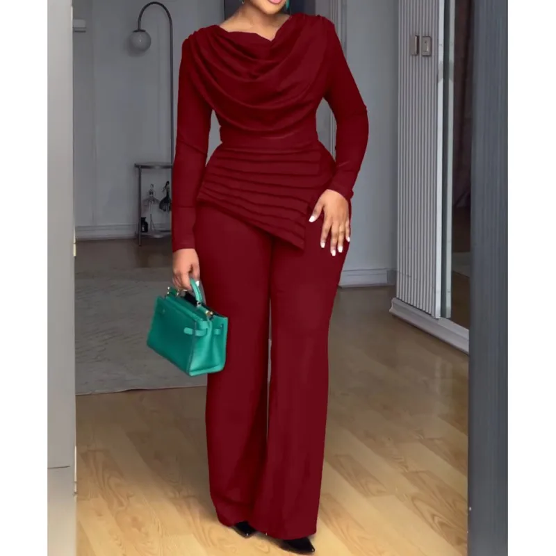 Elegant Commuting Women's Jumpsuit 2026 Autumn Swing Collar Ruched Long Sleeve Solid color Slim Rompers with Zipper Office Lady
Elegant Commuting Women's Jumpsuit 2026 Autumn Swing Collar Ruched Long Sleeve Solid color Slim Rompers with Zipper Office Lady