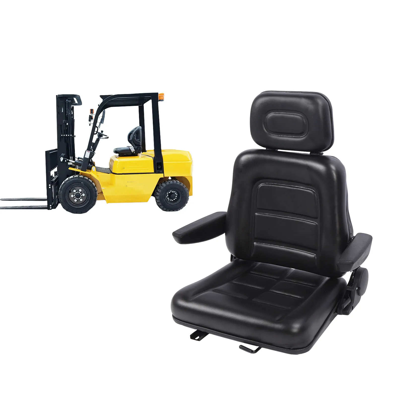 Forklift Seat Black Wear Resistant Lawn Mower Seat Ergonomic with Adjustment and Slide Rail for Excavator Loader Tractor Mower
Forklift Seat Black Wear Resistant Lawn Mower Seat Ergonomic with Adjustment and Slide Rail for Excavator Loader Tractor Mower