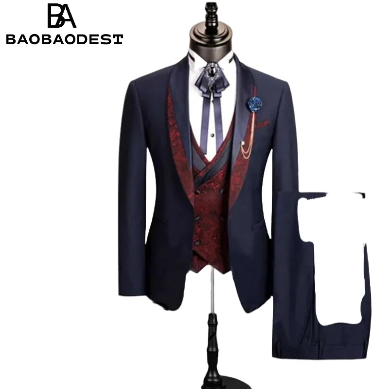 Men's 3-Piece Jacquard Wedding Suit | Groom Tuxedo Set (Jacket+Vest+Pants) for Banquet/Dinner/Formal Events Groom Attire
Men's 3-Piece Jacquard Wedding Suit | Groom Tuxedo Set (Jacket+Vest+Pants) for Banquet/Dinner/Formal Events Groom Attire