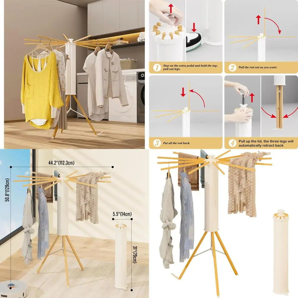 Портативная складная сушилка для белья с 12 деревянными подлокотниками, складная вешалка для использования в помещении и на открытом воздухе
Портативная складная сушилка для белья с 12 деревянными подлокотниками, складная вешалка для использования в помещении и на открытом воздухе