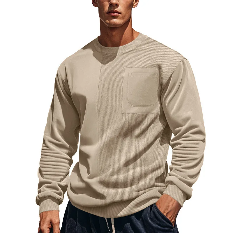 2026 Spring and Autumn New Loose Solid Color Knitted Long-sleeved Corduroy Splicing Sweater Men
2026 Spring and Autumn New Loose Solid Color Knitted Long-sleeved Corduroy Splicing Sweater Men