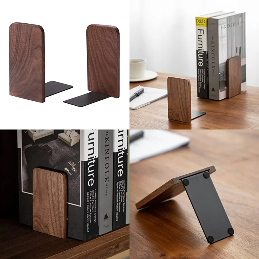 Book Ends for Shelves, Non-Slip Bookends, Heavy Duty Wooden Bookend Support for Books and Movies Walnut 1 Pair
Book Ends for Shelves, Non-Slip Bookends, Heavy Duty Wooden Bookend Support for Books and Movies Walnut 1 Pair