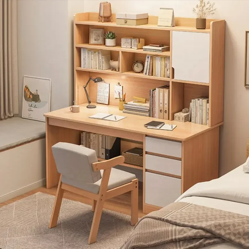 Household office wooden table with chair furniture table furniture with bookshelf computer desk
Household office wooden table with chair furniture table furniture with bookshelf computer desk