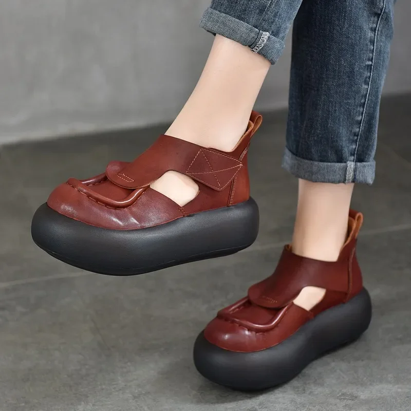 Birkuir Retro Hook Loop Flat Platform Shoes For Women Thick Heel Round Toe High Top Shoes Genuine Leather Sewing Flats Boots
Birkuir Retro Hook Loop Flat Platform Shoes For Women Thick Heel Round Toe High Top Shoes Genuine Leather Sewing Flats Boots