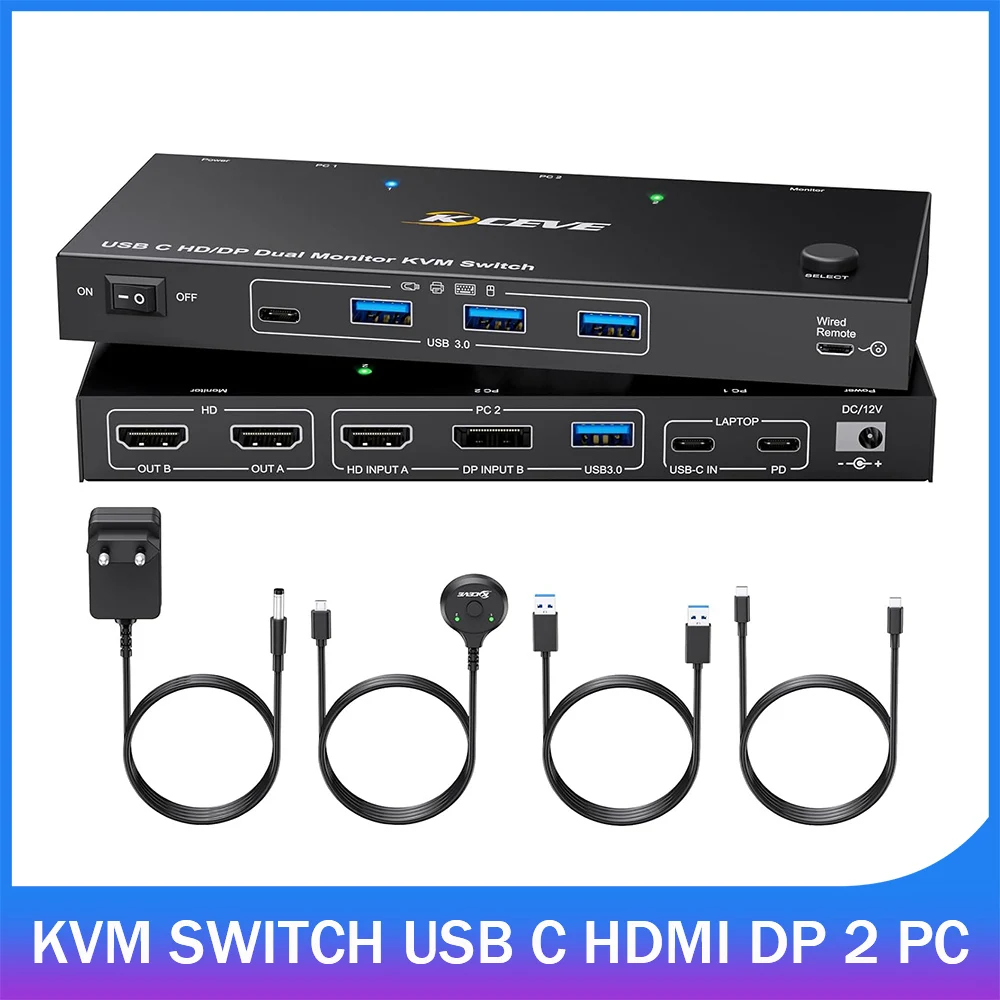KVM-переключатель 2 ПК 2 монитора USB C, двойной монитор KVM-переключатель для ноутбука и ПК, USB 3.0 MST Dual 4K@60 Гц, PD 60 Вт для ноутбука
KVM-переключатель 2 ПК 2 монитора USB C, двойной монитор KVM-переключатель для ноутбука и ПК, USB 3.0 MST Dual 4K@60 Гц, PD 60 Вт для ноутбука