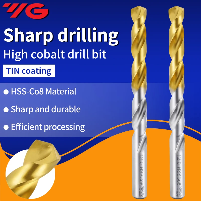YG D2GP191 HSS-CO8 titanium-coated high cobalt drill bit multi-purpose straight shank twist drill bit for stainless steel iron
YG D2GP191 HSS-CO8 titanium-coated high cobalt drill bit multi-purpose straight shank twist drill bit for stainless steel iron