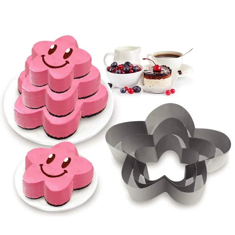 Stainless Steel Cake Mold 3 Piece Set Flower Shaped DIY Cake Mousse Ring Mold Cartoon Lotus Party Multilayer Cake Making Tool
Stainless Steel Cake Mold 3 Piece Set Flower Shaped DIY Cake Mousse Ring Mold Cartoon Lotus Party Multilayer Cake Making Tool