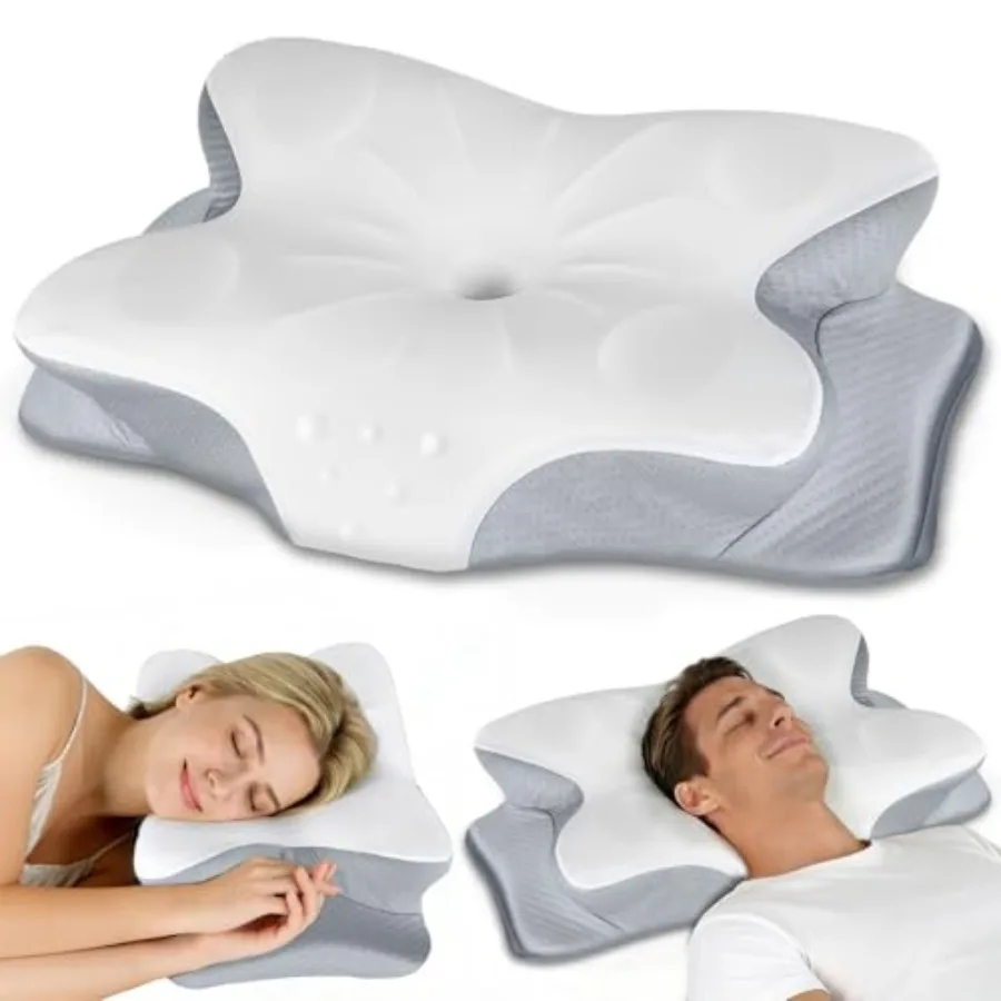 Cervical Neck Pillows for Sleeping and Pain Relief-Ergonomic Contour Memory Foam for Side/Back/Stomach Sleepers, 2 Heights with
Cervical Neck Pillows for Sleeping and Pain Relief-Ergonomic Contour Memory Foam for Side/Back/Stomach Sleepers, 2 Heights with