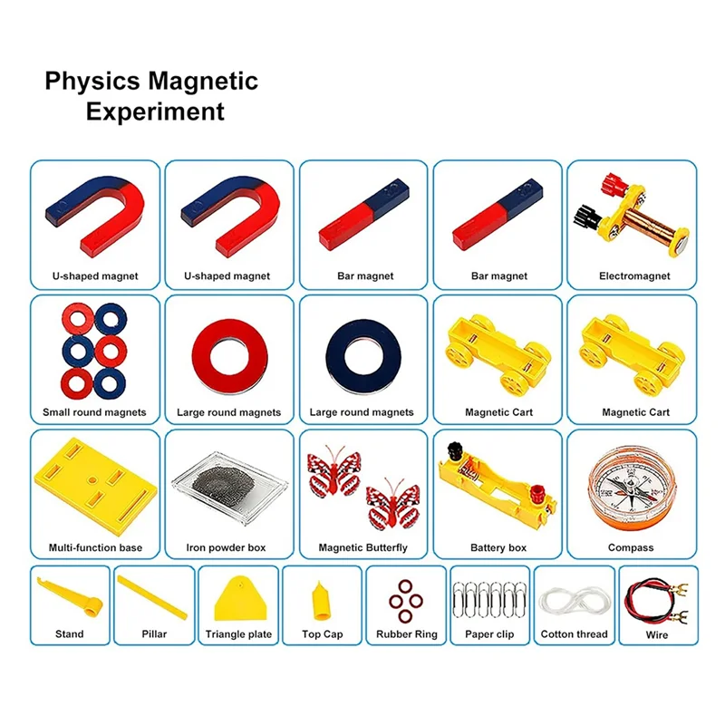 A41Z-Kids Magnet Kit Physics Science Electromagnet Experiment Set Educational For School Students
A41Z-Kids Magnet Kit Physics Science Electromagnet Experiment Set Educational For School Students