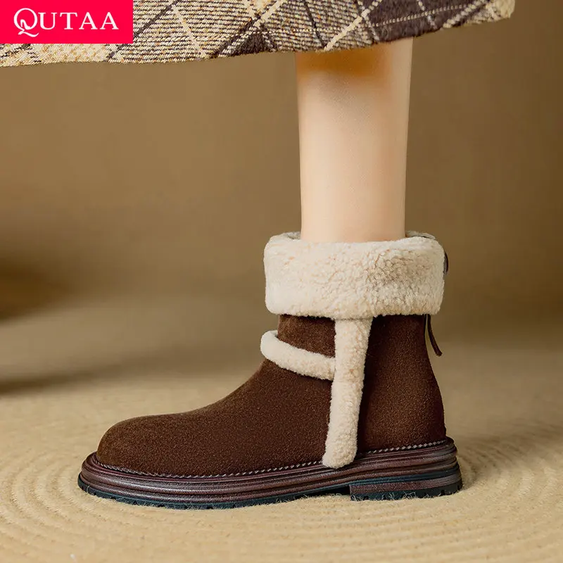 QUTAA 2026 News Fashion Plush Warm Women Snow Boots Ankle Winter Low Heels Boots Cow Suede Shoes Round Toe Short Boots 34-40
QUTAA 2026 News Fashion Plush Warm Women Snow Boots Ankle Winter Low Heels Boots Cow Suede Shoes Round Toe Short Boots 34-40