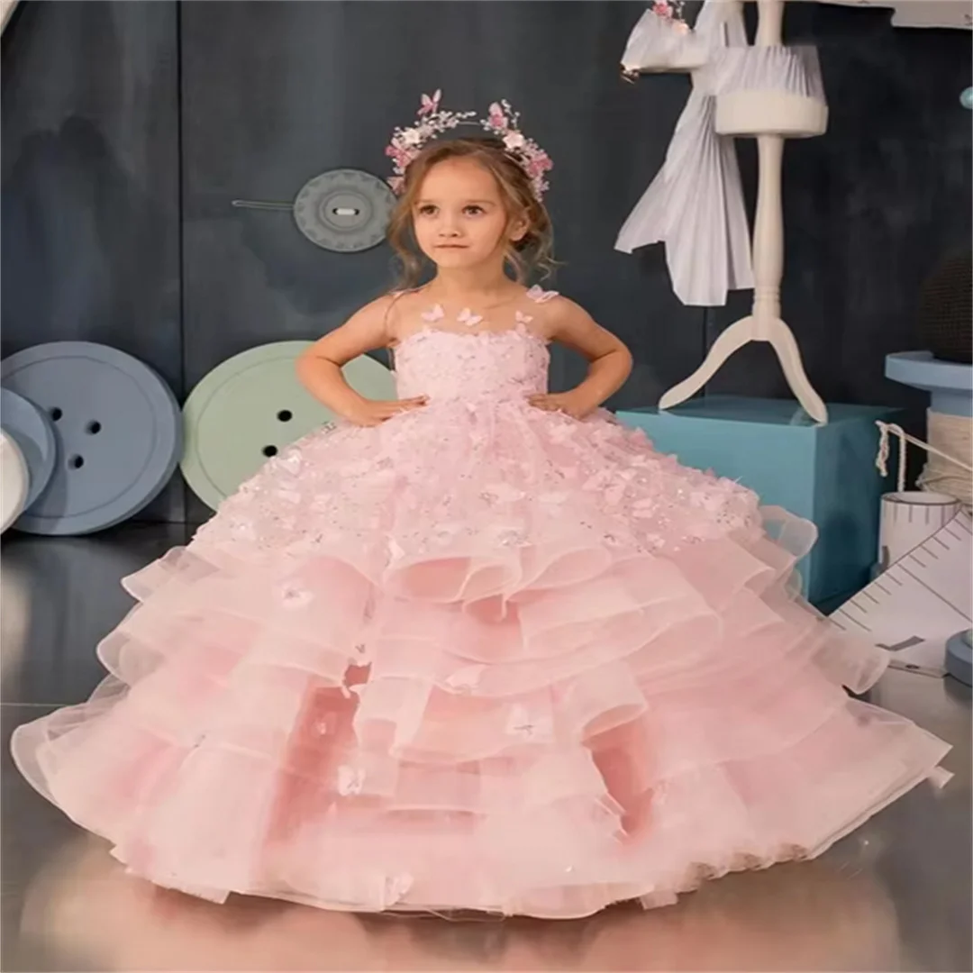 Pink Puffy Sleeveless Appliqué Flower Girl Dress Pretty Princess Dress First Communion Child Butterfly Children's Clothing
Pink Puffy Sleeveless Appliqué Flower Girl Dress Pretty Princess Dress First Communion Child Butterfly Children's Clothing