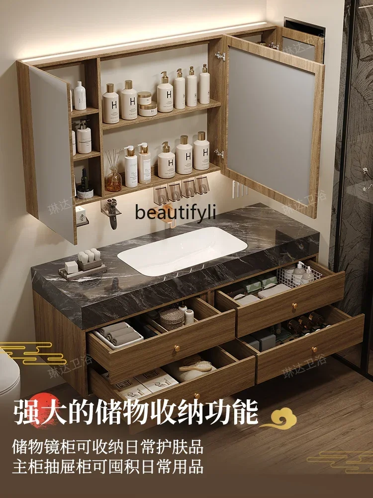Y13 Medieval style bathroom cabinet combination luxury stone seamless basin walnut washstand wash basin
Y13 Medieval style bathroom cabinet combination luxury stone seamless basin walnut washstand wash basin