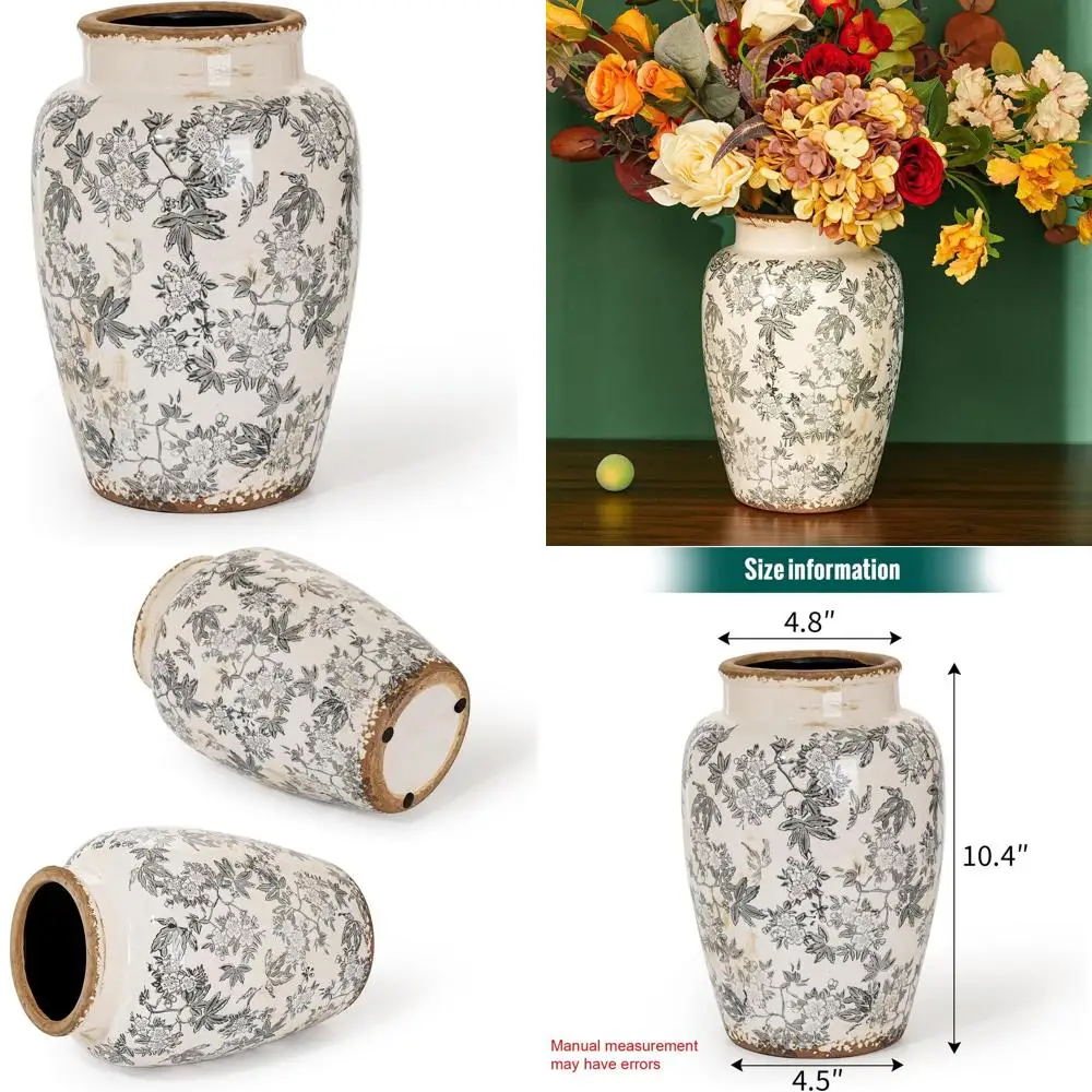 Vintage Crackle Glaze Ceramic Vase, 10.2 Tall, Gray Floral, Chinoiserie Style for Flower Arrangements
Vintage Crackle Glaze Ceramic Vase, 10.2 Tall, Gray Floral, Chinoiserie Style for Flower Arrangements