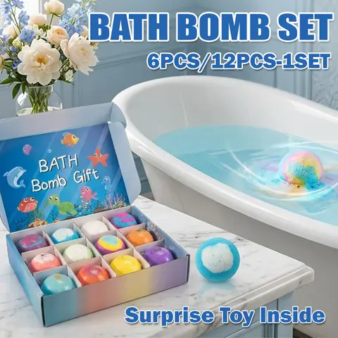 Children’s Bath Bombs Set Bath Gift with Hidden Toys Safe Ocean Bubble Bath Perfect for Sensory Play Bathtime Fun
