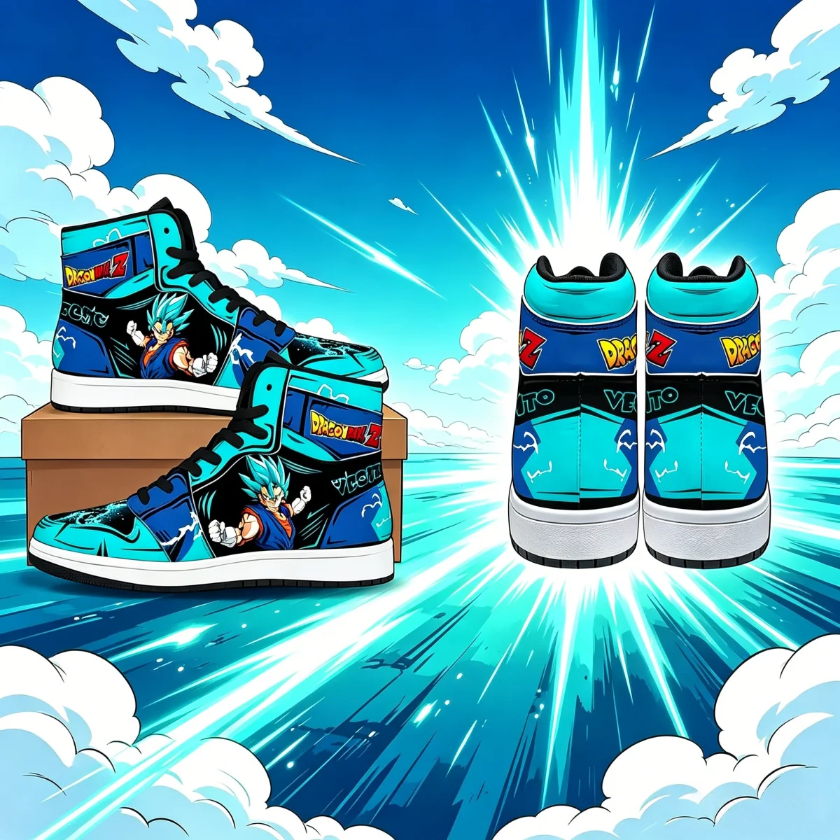 Dragon Ball Z Goku Blue Sneakers, Super Saiyan God Form Anime High Tops, Vibrant Cosmic Style Footwear
Dragon Ball Z Goku Blue Sneakers, Super Saiyan God Form Anime High Tops, Vibrant Cosmic Style Footwear