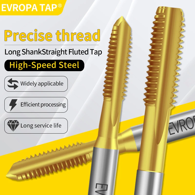 EVROPA TAP HSSE-M35 JIS Стандартное пальто с длинным хвостовиком, 100 л, прямой рифленый ручной метчик M3 M4 M5 M6 -M12, метчики для машинной резьбы
EVROPA TAP HSSE-M35 JIS Стандартное пальто с длинным хвостовиком, 100 л, прямой рифленый ручной метчик M3 M4 M5 M6 -M12, метчики для машинной резьбы