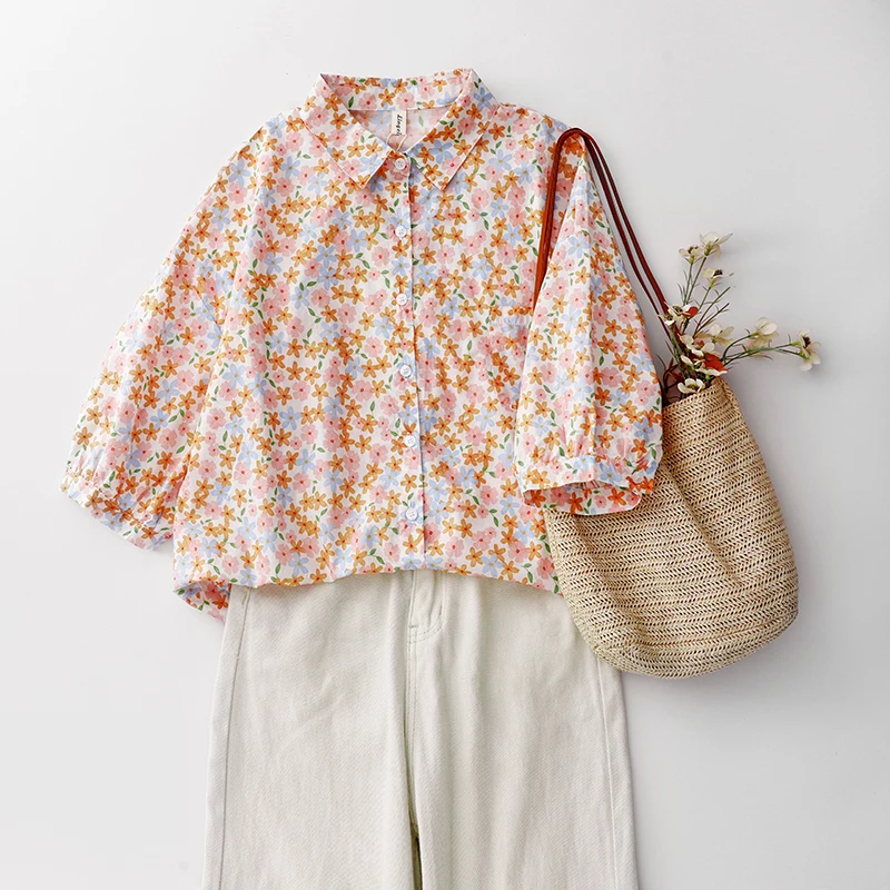 Fre Floral Print ort Sve Loose Fit Women's irt Thin Breathable Summer Faion Casual Ne Regular Length Thinming
Fre Floral Print ort Sve Loose Fit Women's irt Thin Breathable Summer Faion Casual Ne Regular Length Thinming